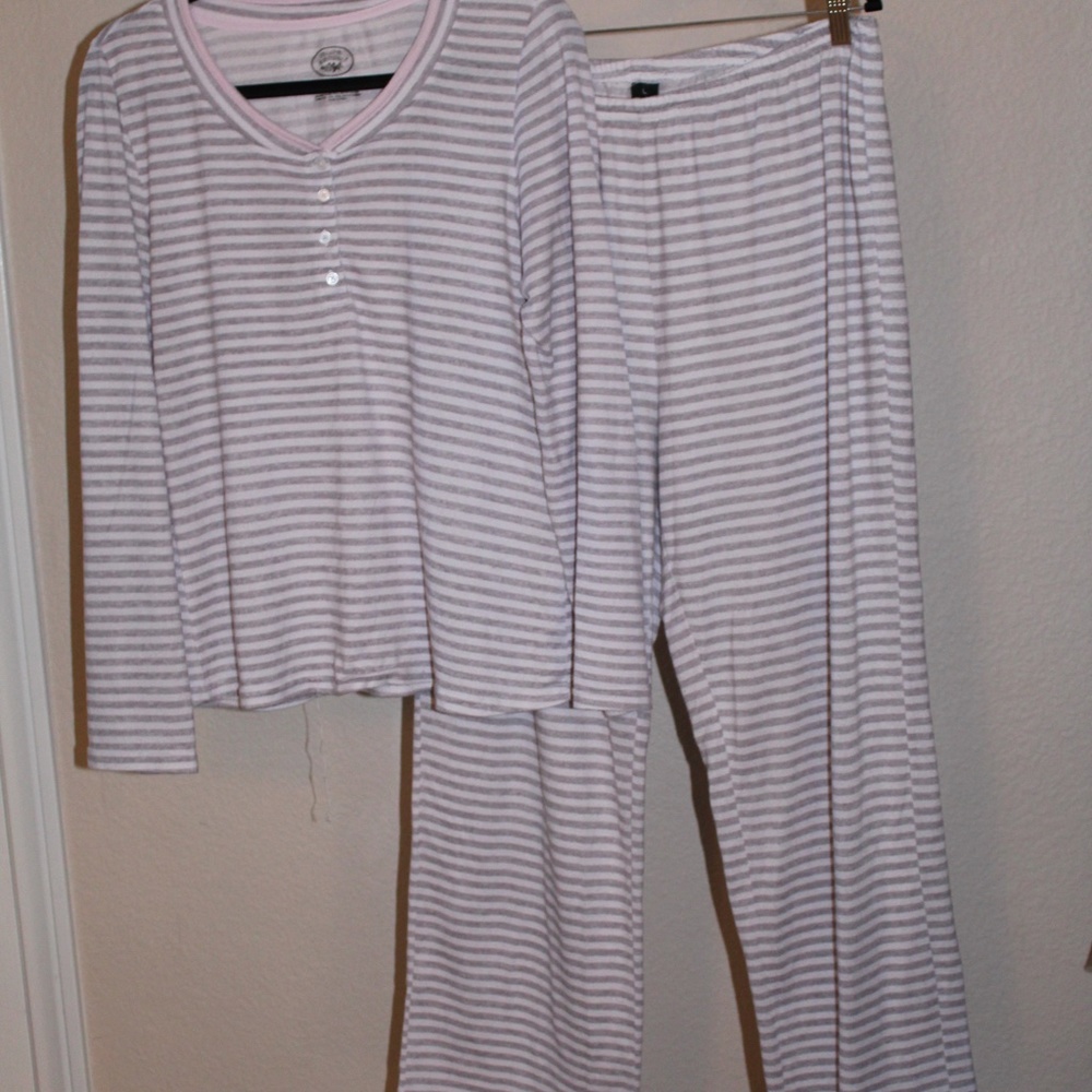 COPY - Laura Ashely Grey and White Stripe Pajamas - Picture 3 of 5